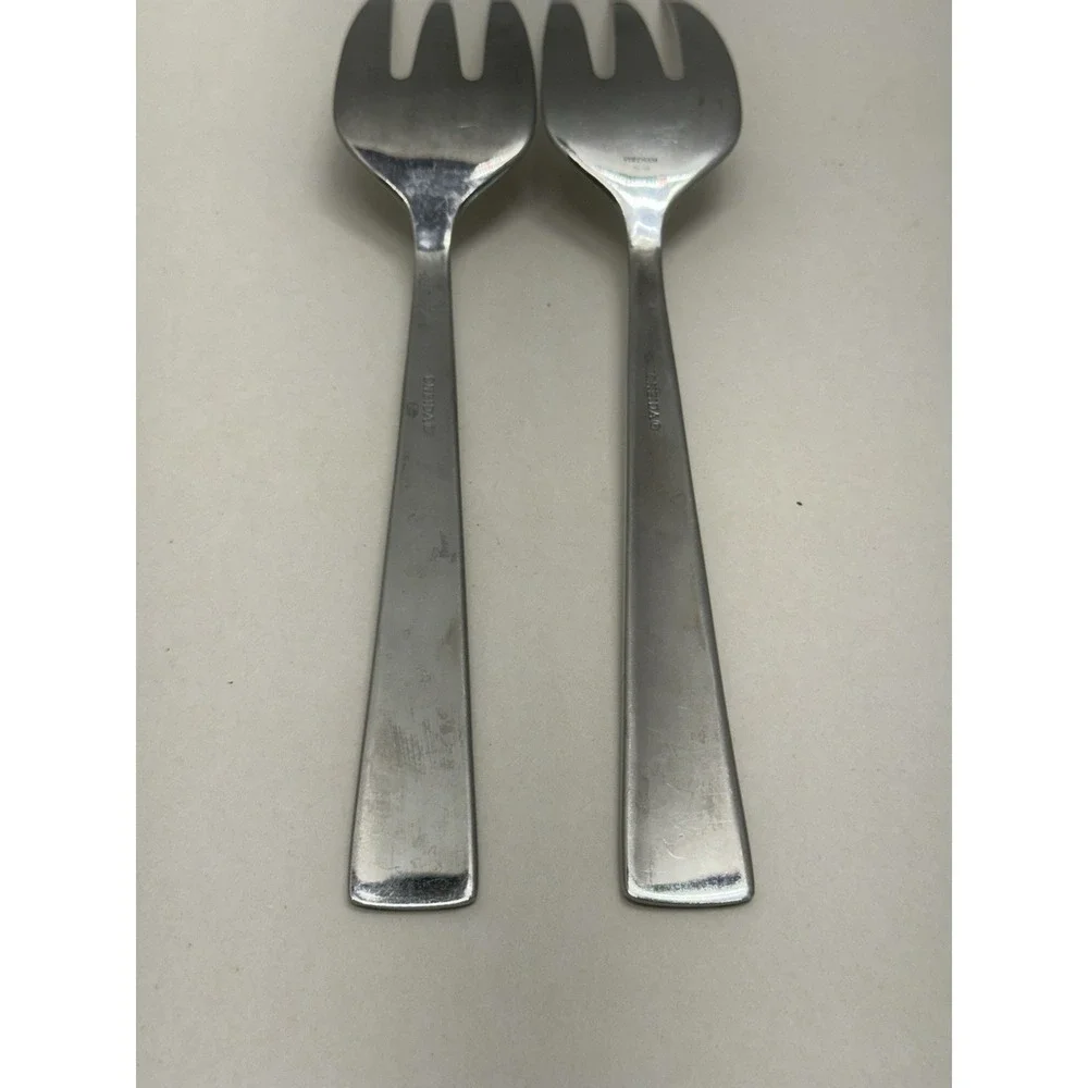 Oneida Amsterdam Cold Meat Serving Forks Stainless Vietnam Frost Glossy Set of 2
